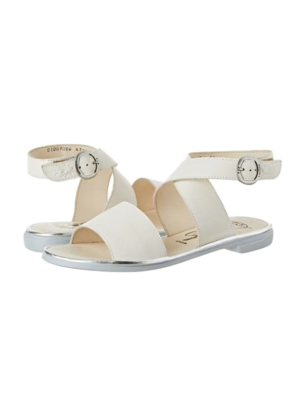 Fly London Women's Ankle Strap Sandals Off White Leather Sz 39 /US 8